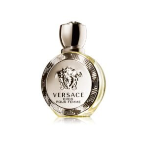Versace Eros Pour Femme 100ml - дамски парфюм бутилка със символ на медуза и гръцки мотиви по ръбовете